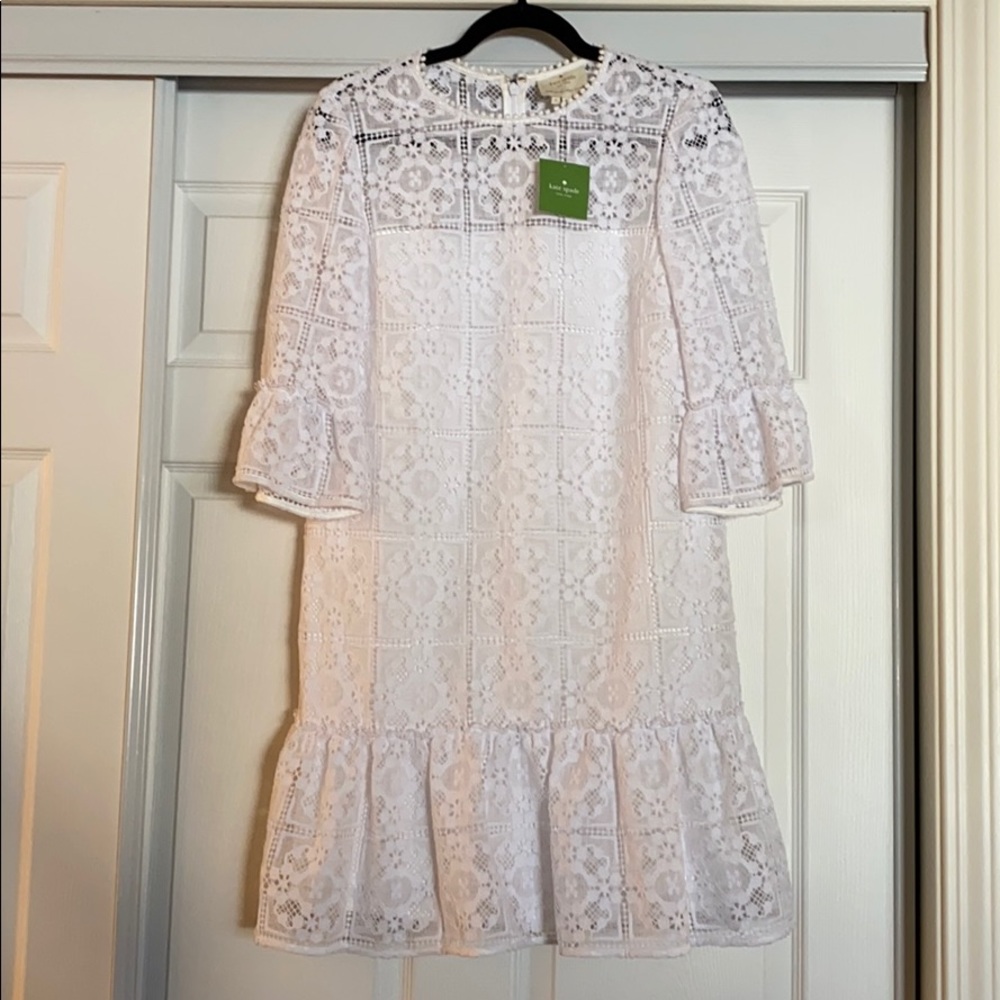 Kate Spade White Lace MIDI Dress NWT